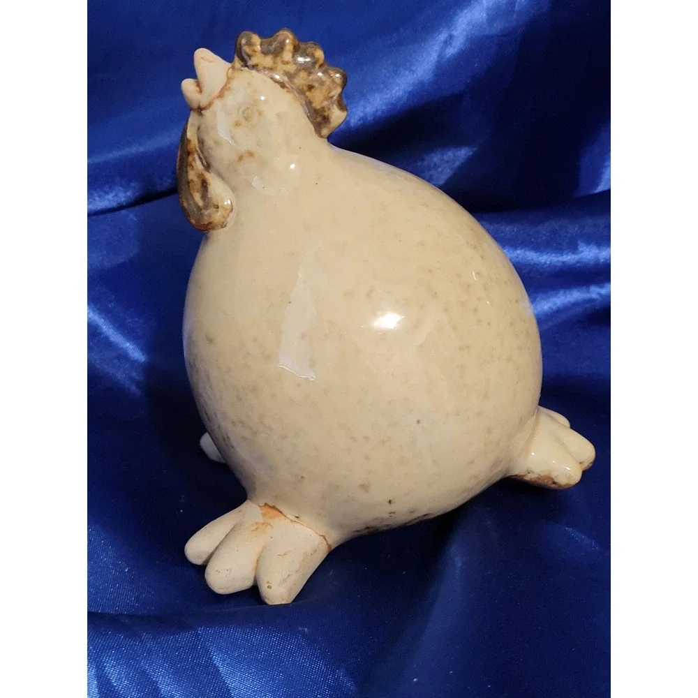 Ceramic Chicken Rooster Figurine with Feet Handmade Pottery